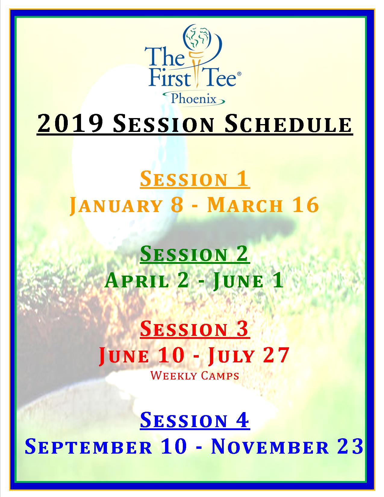 2019 Session Schedule First Tee Phoenix